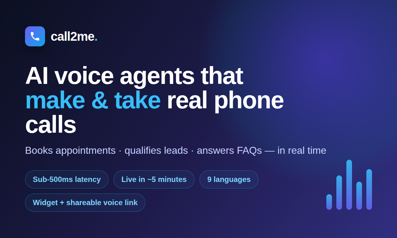 call2me launching on Product Hunt — AI voice agents that make and take real phone calls