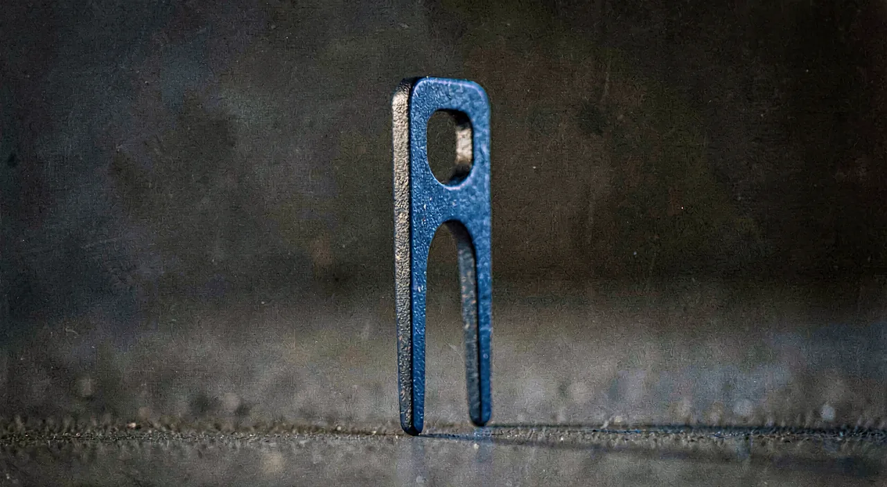 A tuning fork standing upright against a dark surround